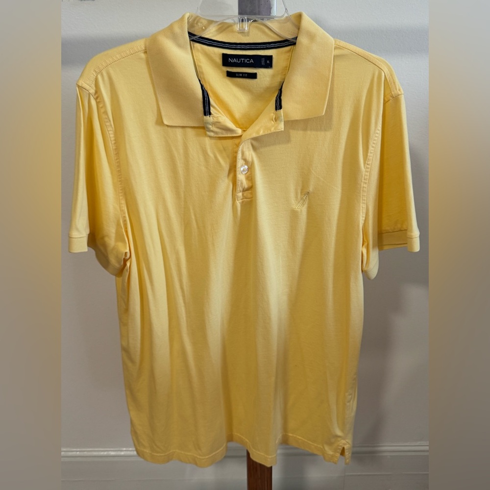 #43 MENS EUC NAUTICA SLIM FIT XL YELLOW POLO